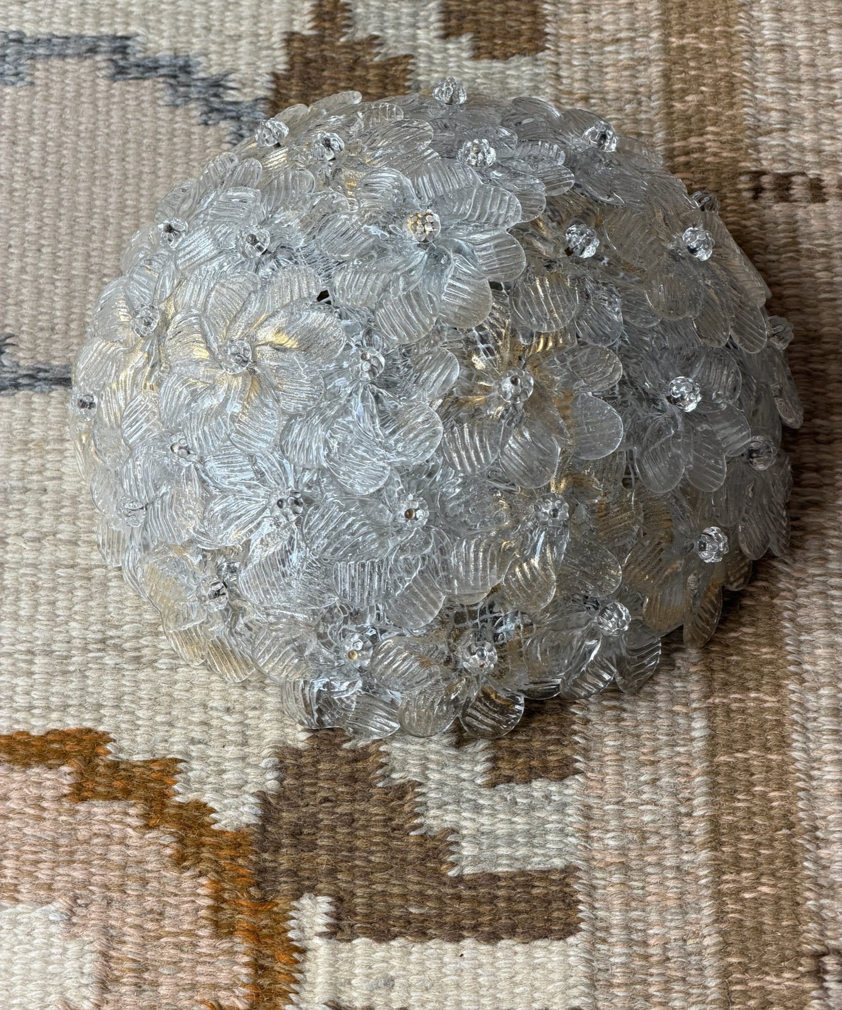 Vintage golden/clear Murano flower ceiling/wall lamp (D26)