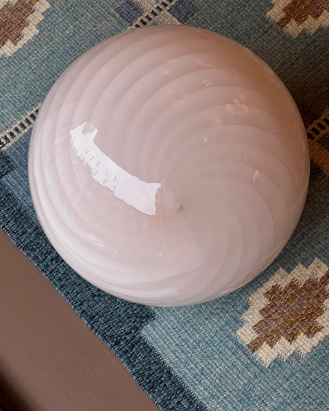 Vintage oval light pink swirl Murano ceiling lamp (D42)