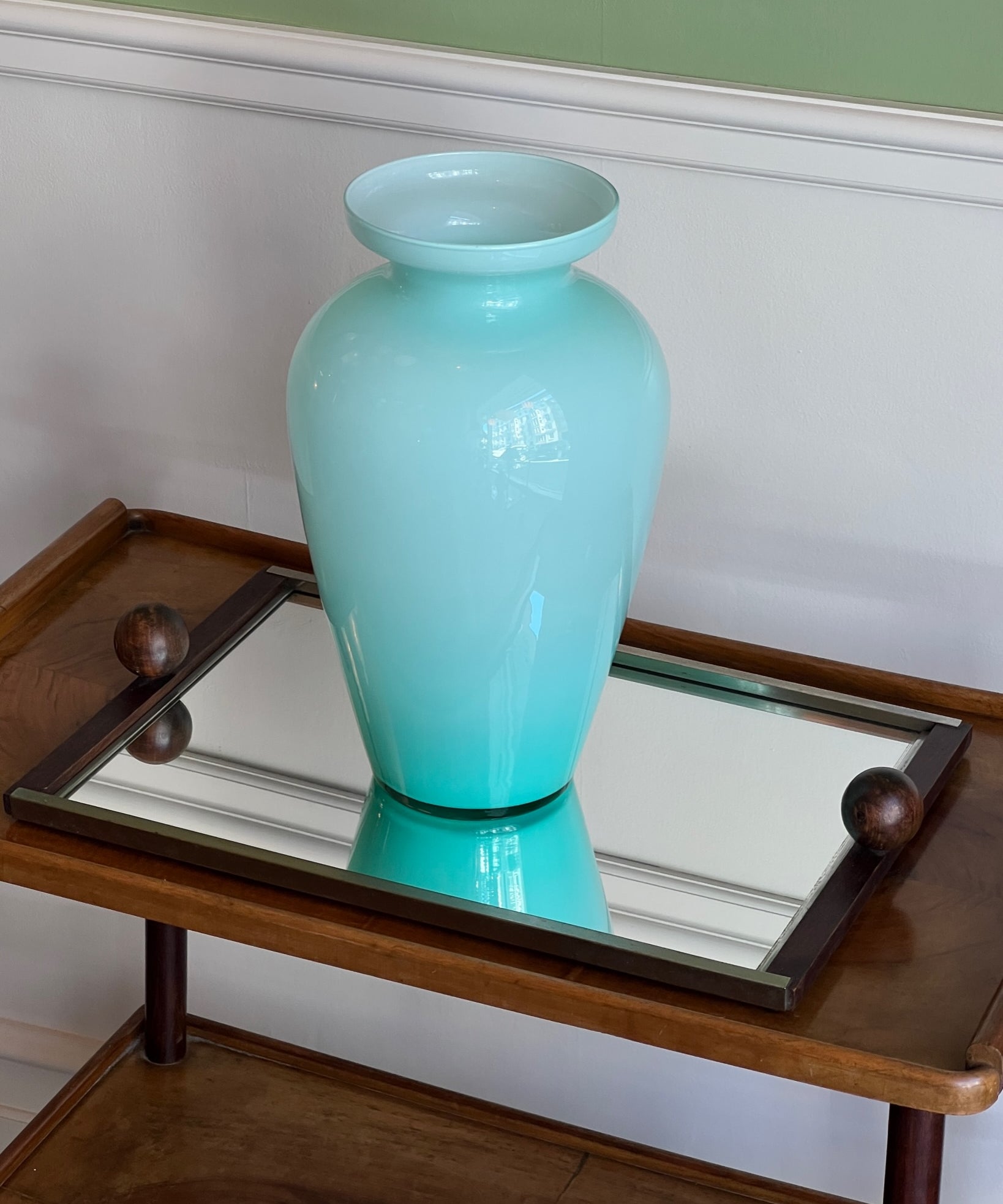 Vintage turquoise Murano vase