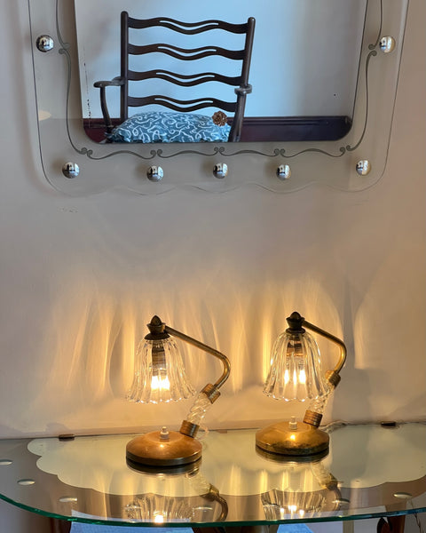 Vintage clear Murano table lamps (2 available)