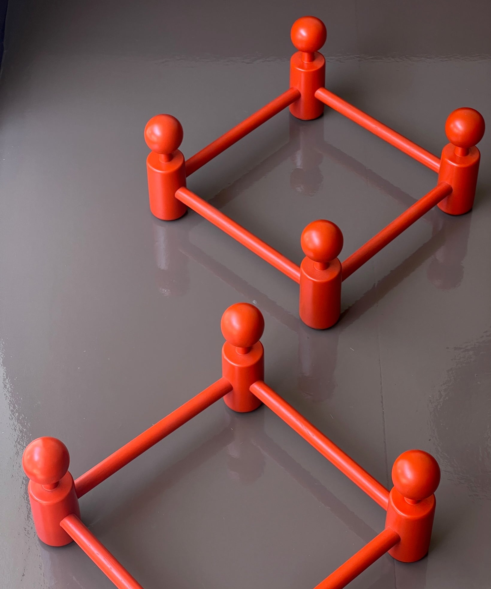 Vintage red wooden coat rack (2 available)