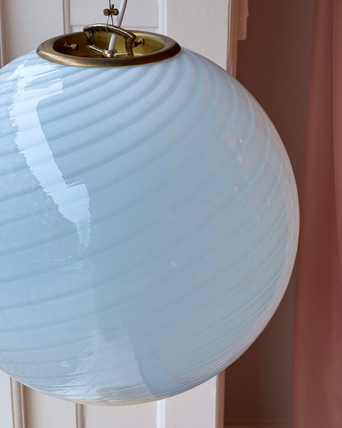 Vintage Murano light blue swirl ceiling lamp (D40)