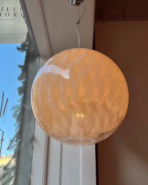 Large vintage golden clear Murano ceiling lamp (D50)