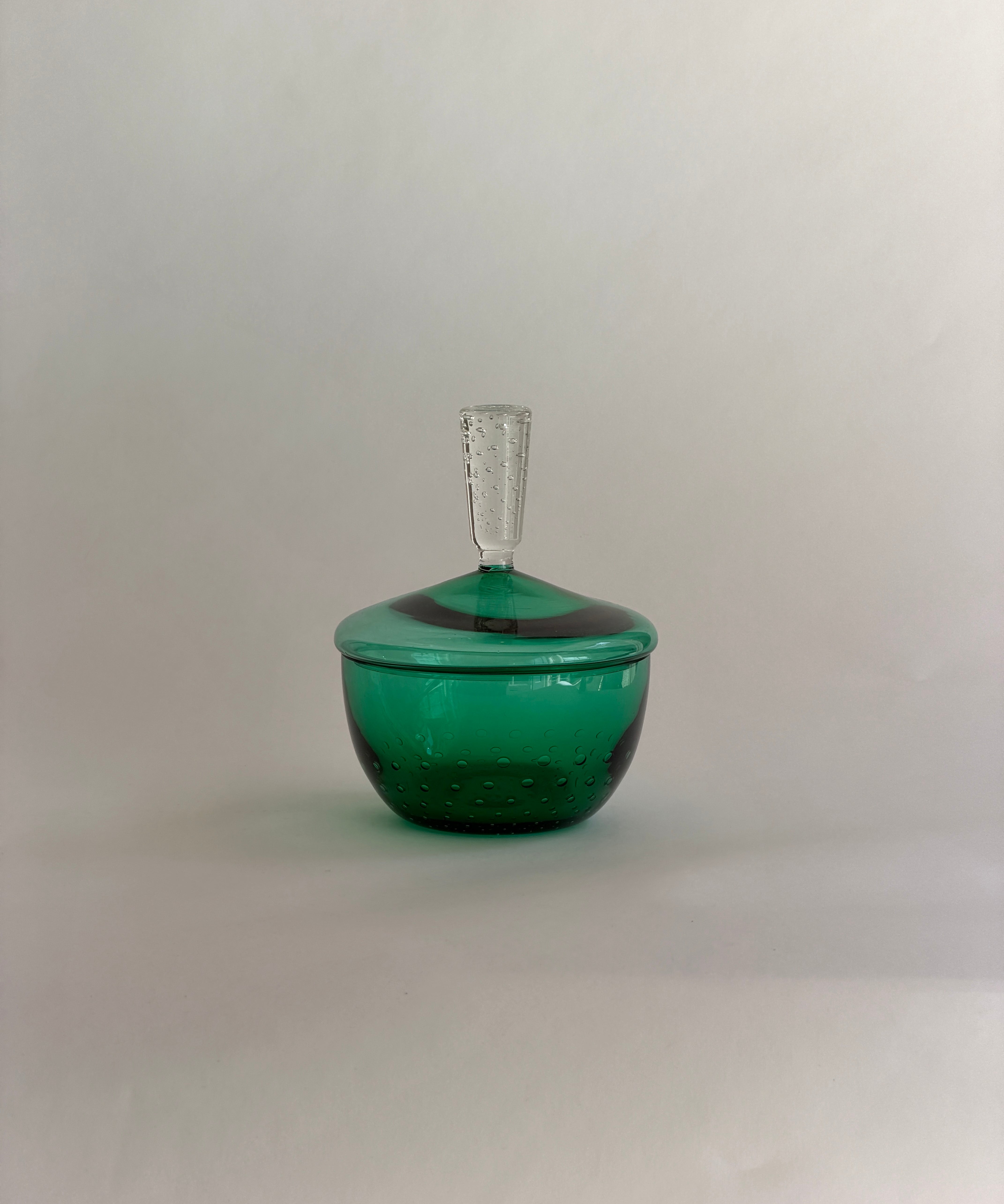 Vintage large green / clear Murano bonbonniere