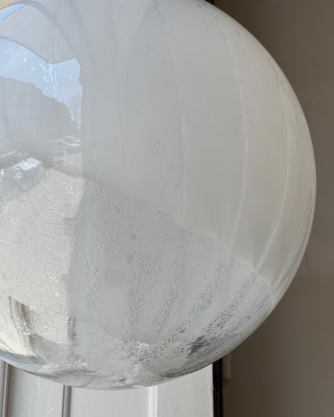 Large vintage white clear Murano ceiling lamp (D50)