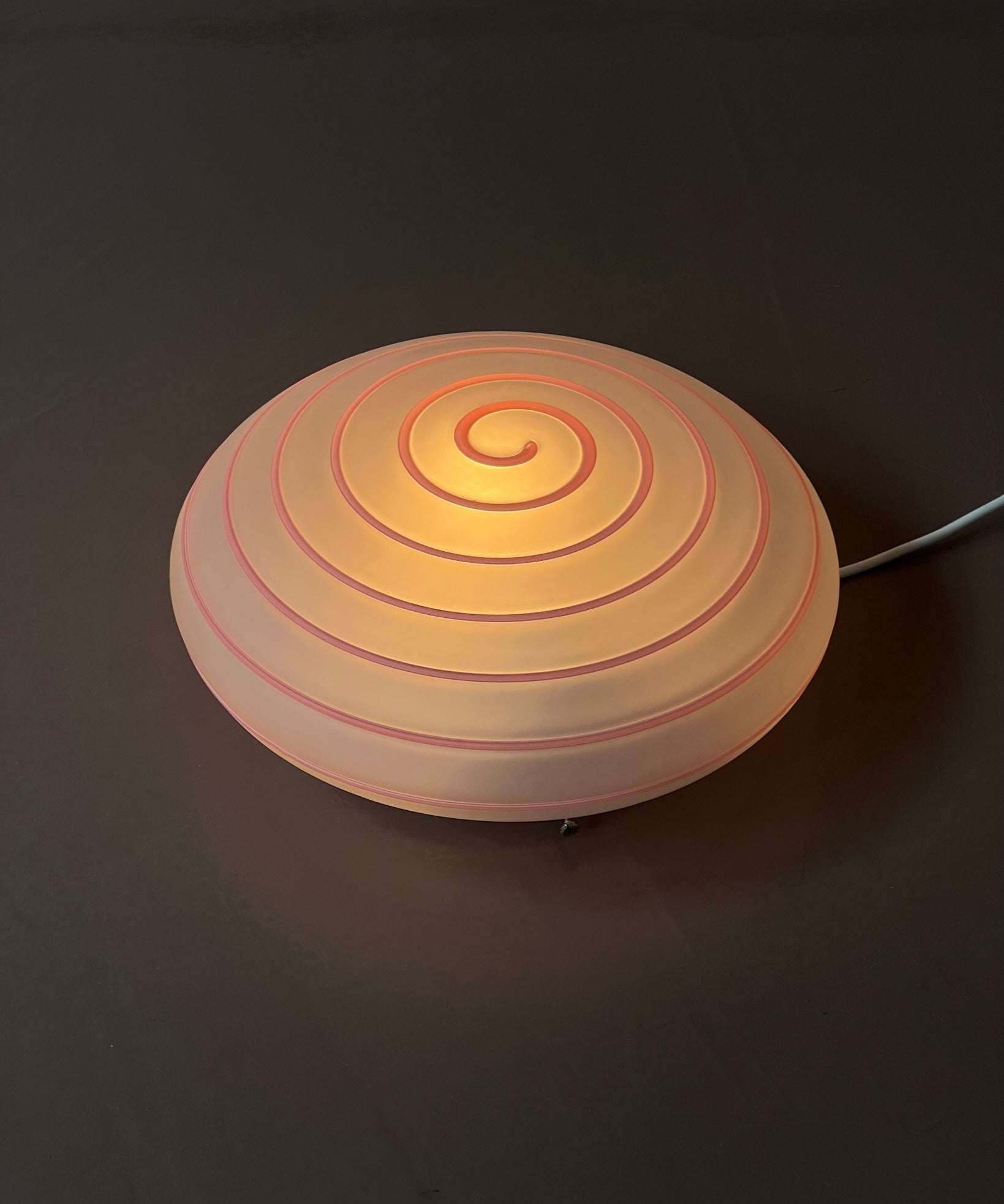 Vintage Murano pink/white swirl ceiling/wall lamp (D30)