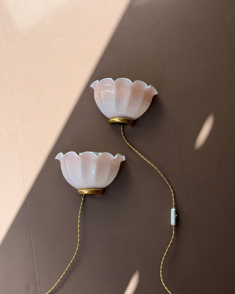 Vintage light pink dotted Murano wall lamp (2 available)