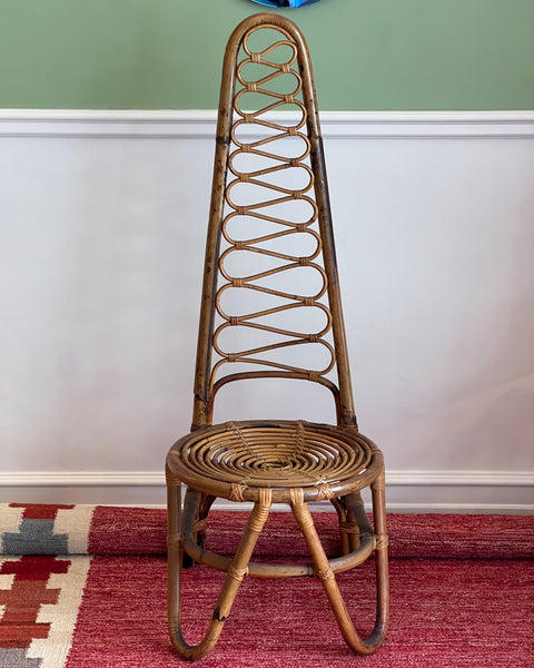Vintage rattan/bamboo chair, Italy, 1960s (2 available)