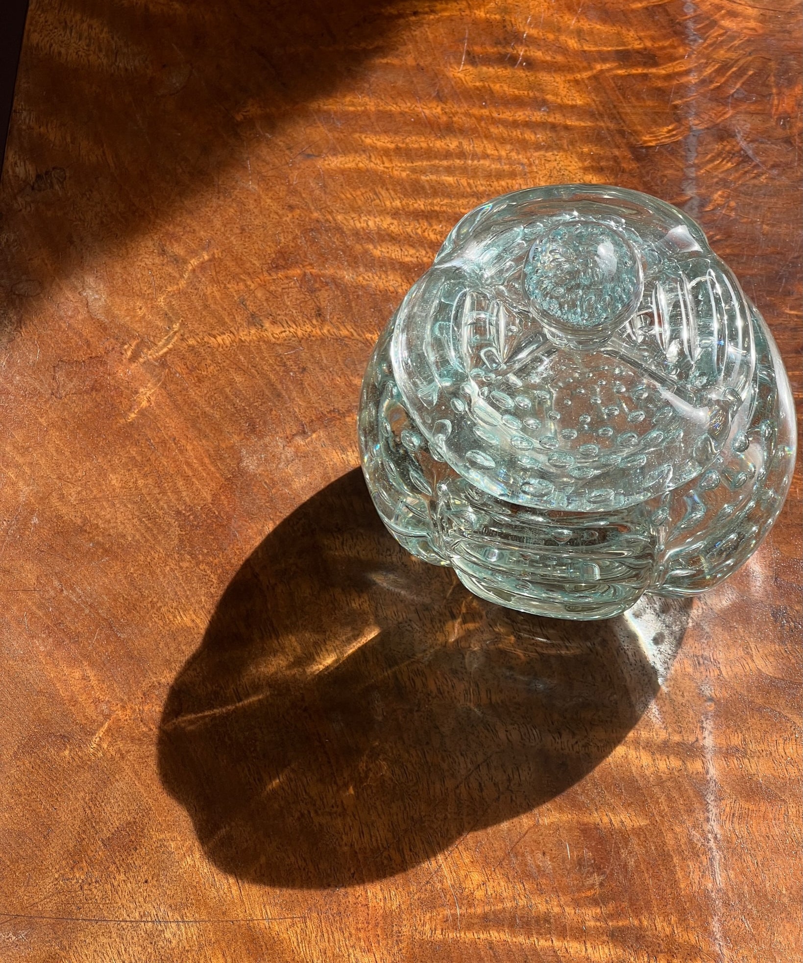 Vintage clear / light blue Murano bonbonniere