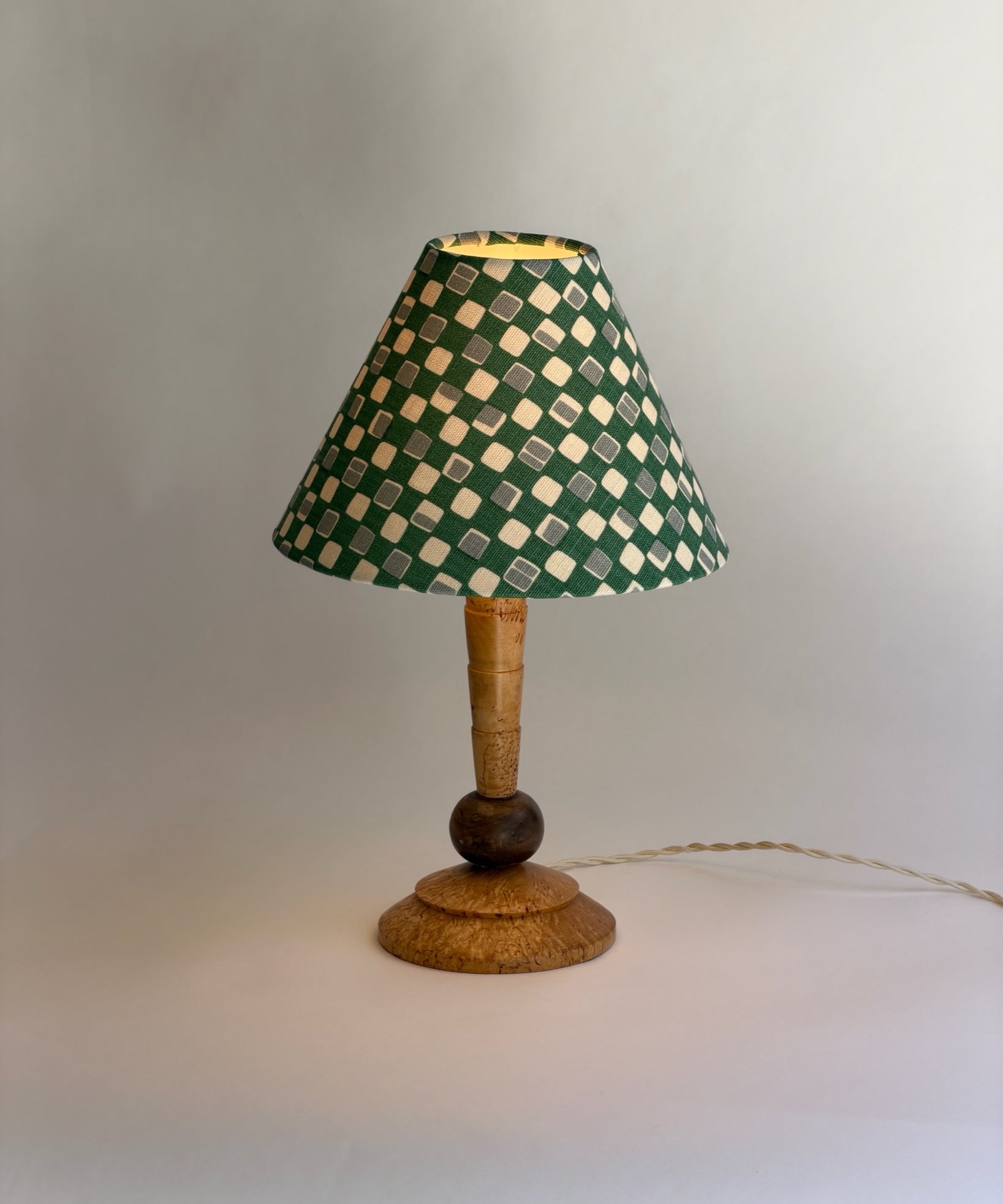 Vintage burl wood table lamp (incl. lampshade)