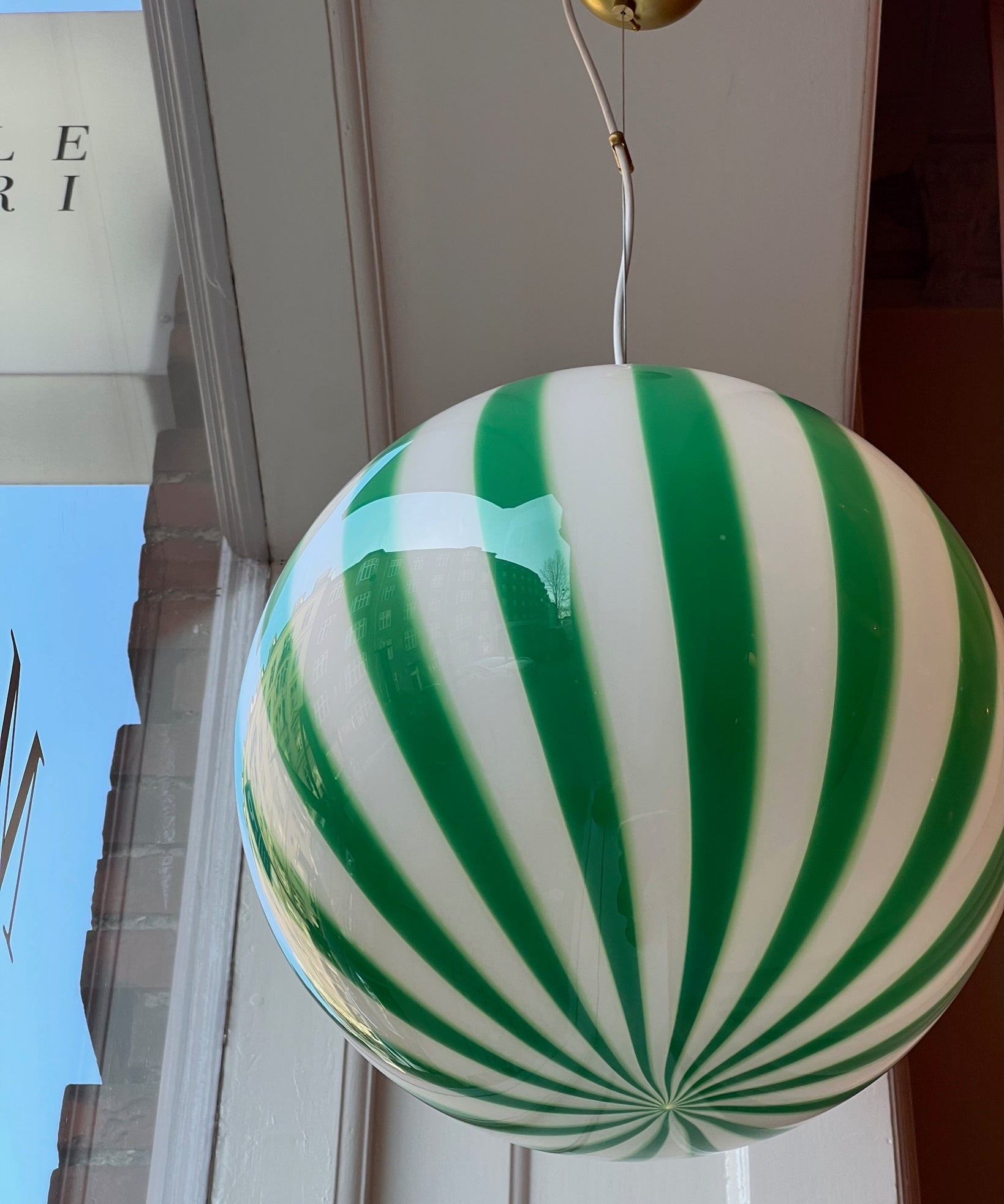 Candy ceiling lamp - Green vertical stripes (D40)
