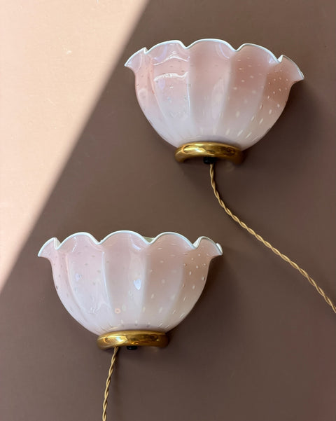 Vintage light pink dotted Murano wall lamp (2 available)