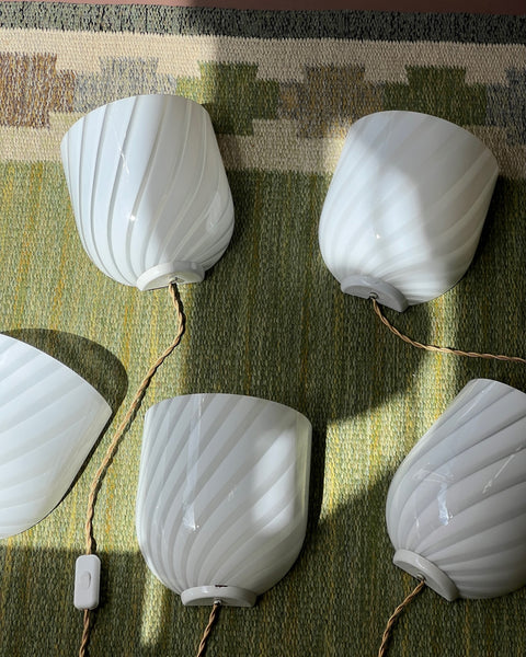 Vintage Murano white swirl wall lamp (6 available)