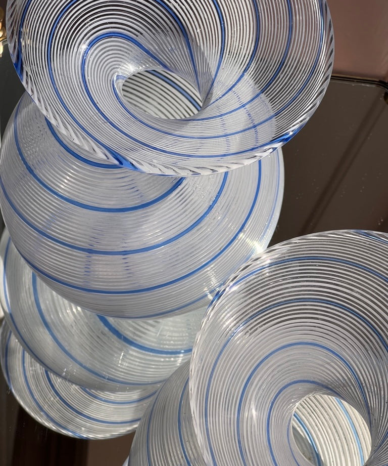 Vintage blue/white swirl Murano vase