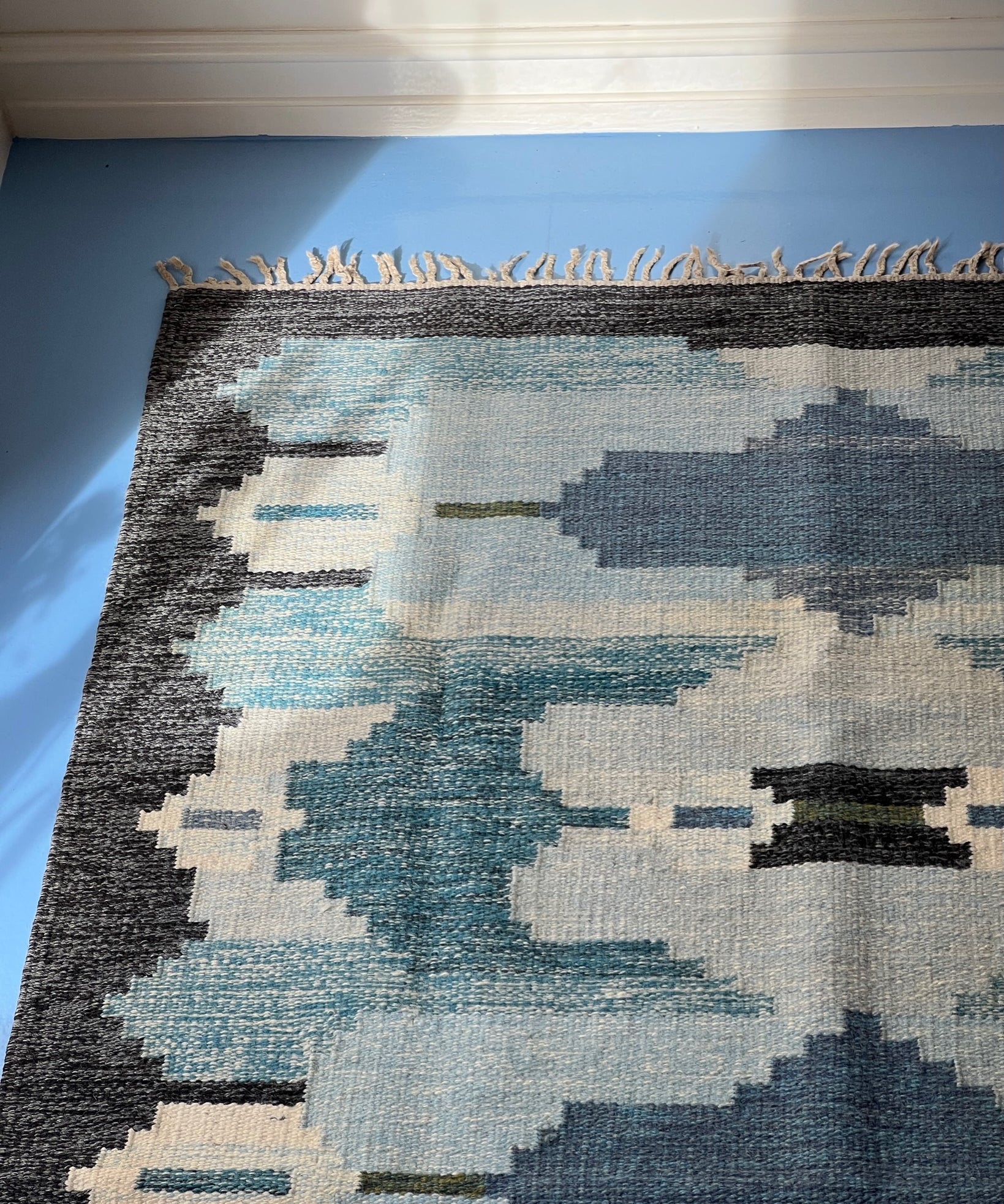 Vintage flat weave rug by Ingegerd Silow (IS)