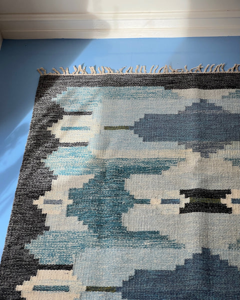 Vintage flat weave rug by Ingegerd Silow (IS)