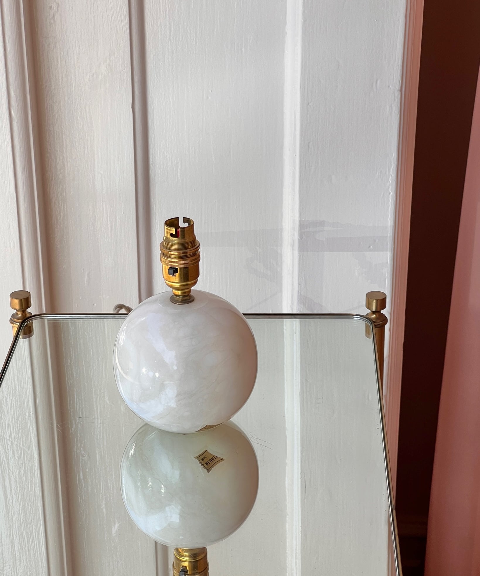Vintage Italian white marble table lamp (with shade)