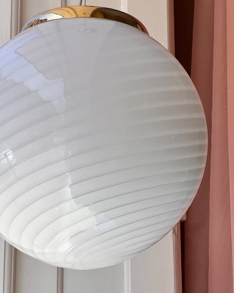 Vintage Murano white swirl ceiling lamp (D35)