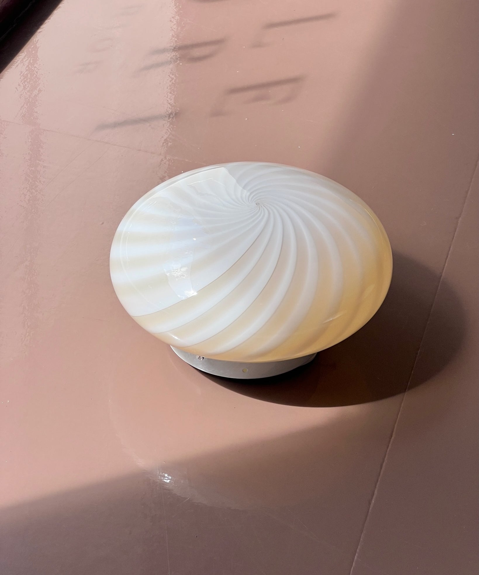 Vintage Murano yellow/cream swirl ceiling/wall lamp (D25)