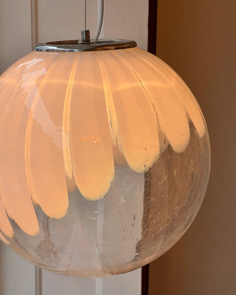 Vintage white clear Murano ceiling lamp (D35)