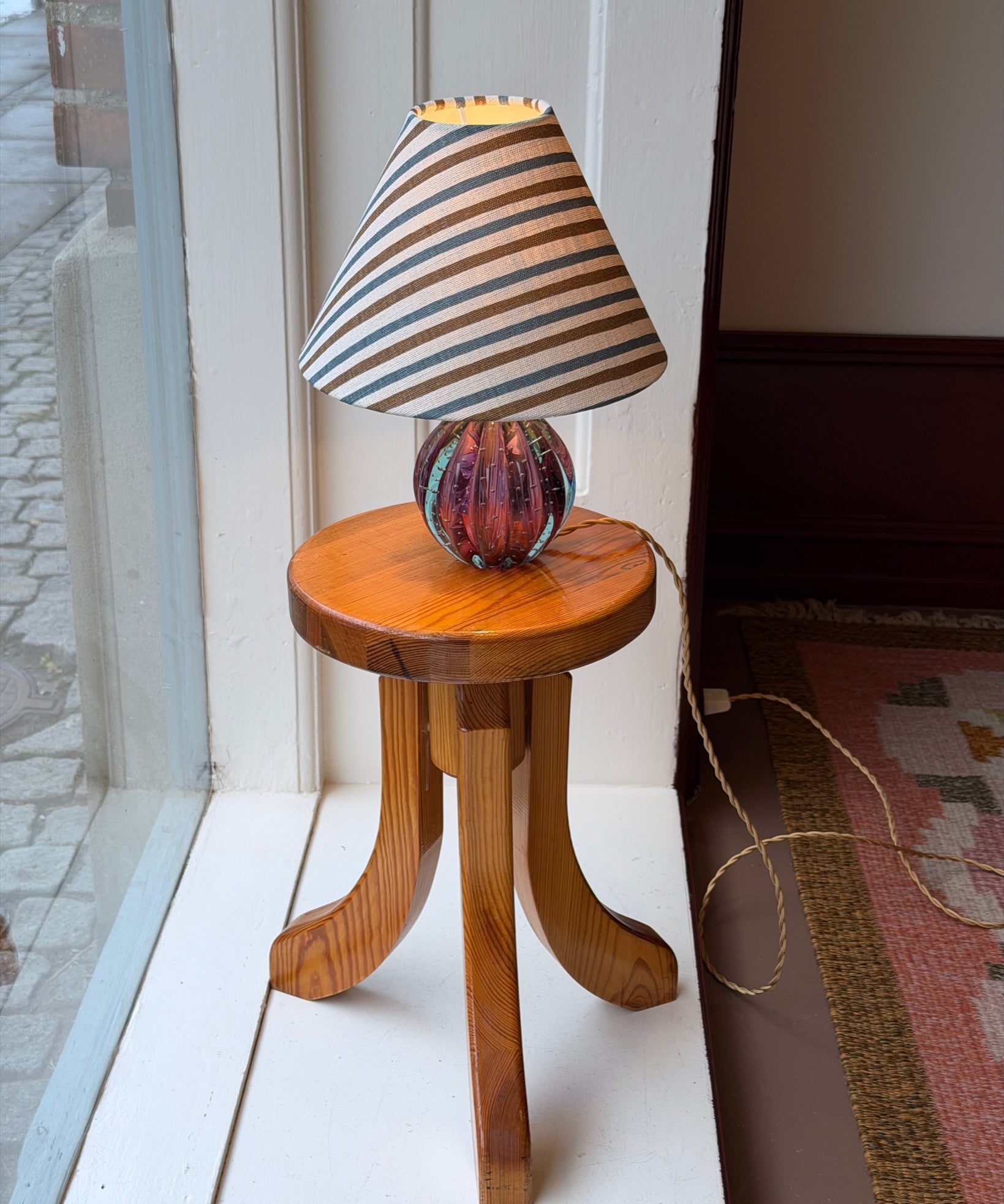 Vintage cranberry Murano table lamp (incl. lampshade)