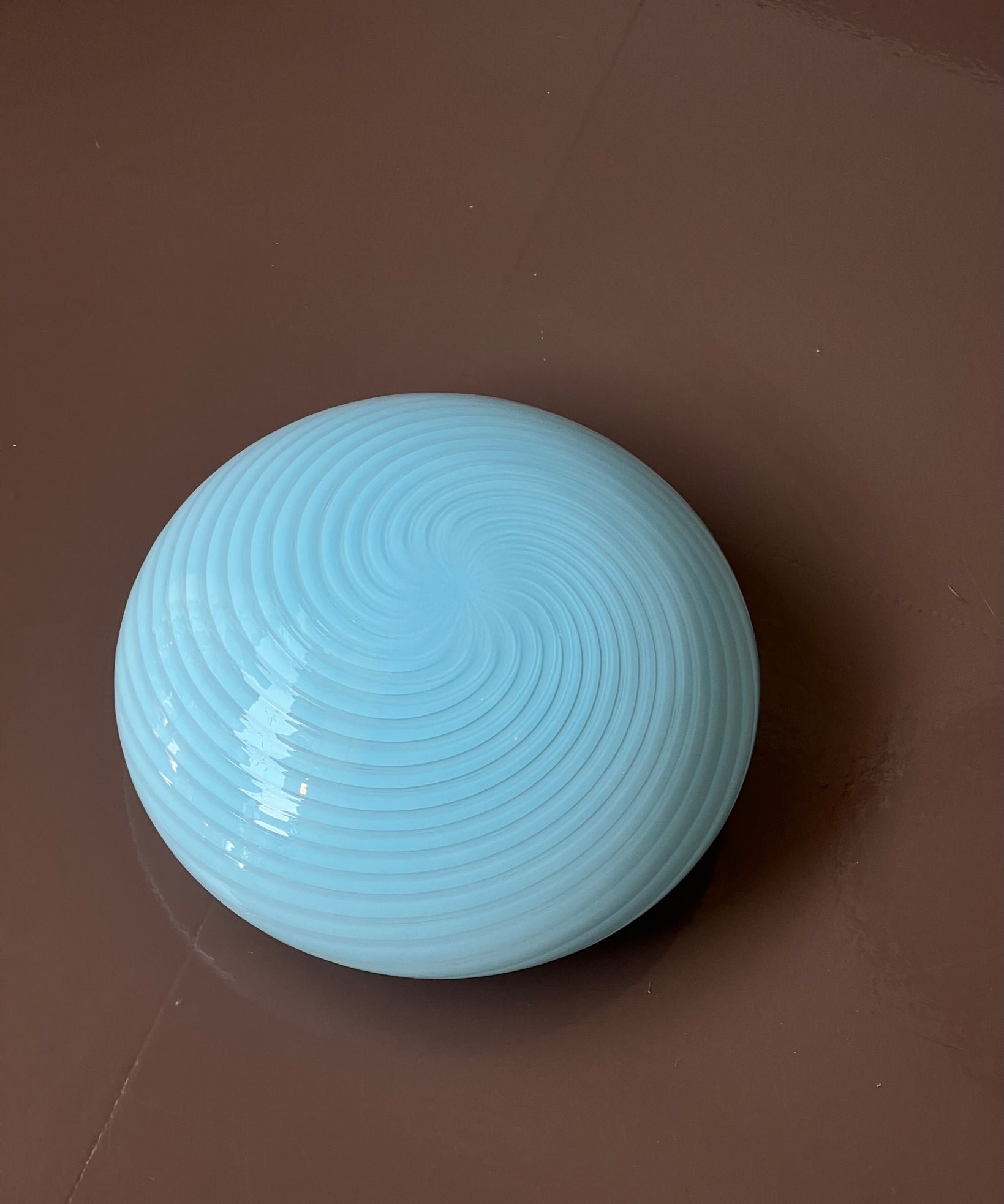 Vintage Murano light blue swirl ceiling/wall lamp (D30)