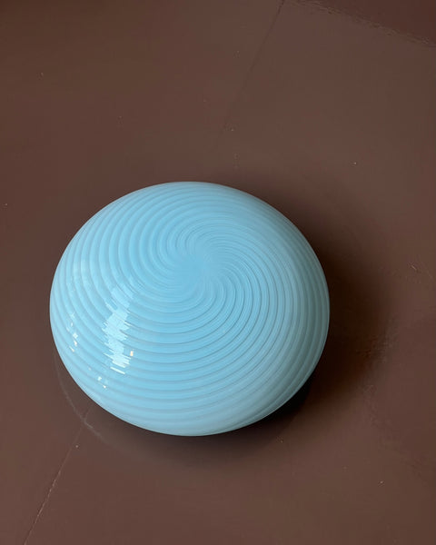 Vintage Murano light blue swirl ceiling/wall lamp (D30)