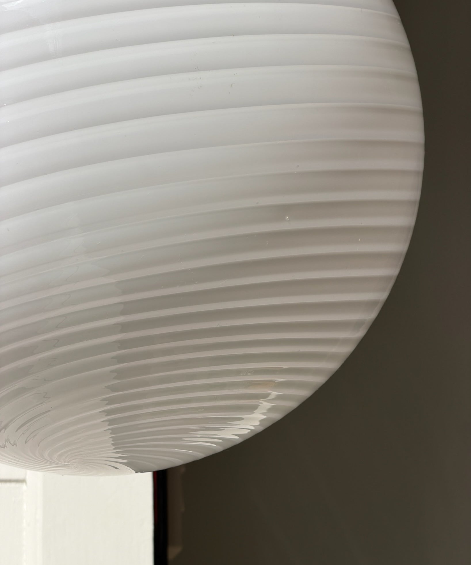 Vintage Murano white swirl ceiling lamp (D40)