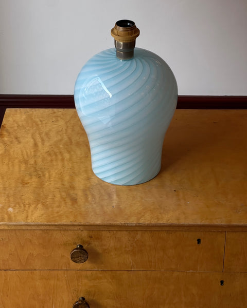 Vintage light blue swirl Murano table lamp (without shade) (Large)