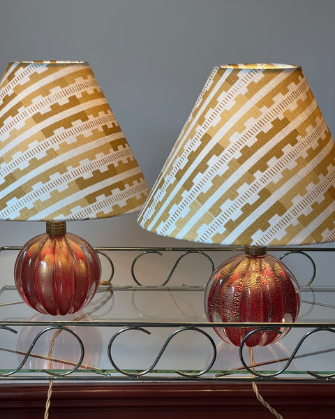 Vintage red/golden Murano table lamp (incl. lampshade) (2 available)