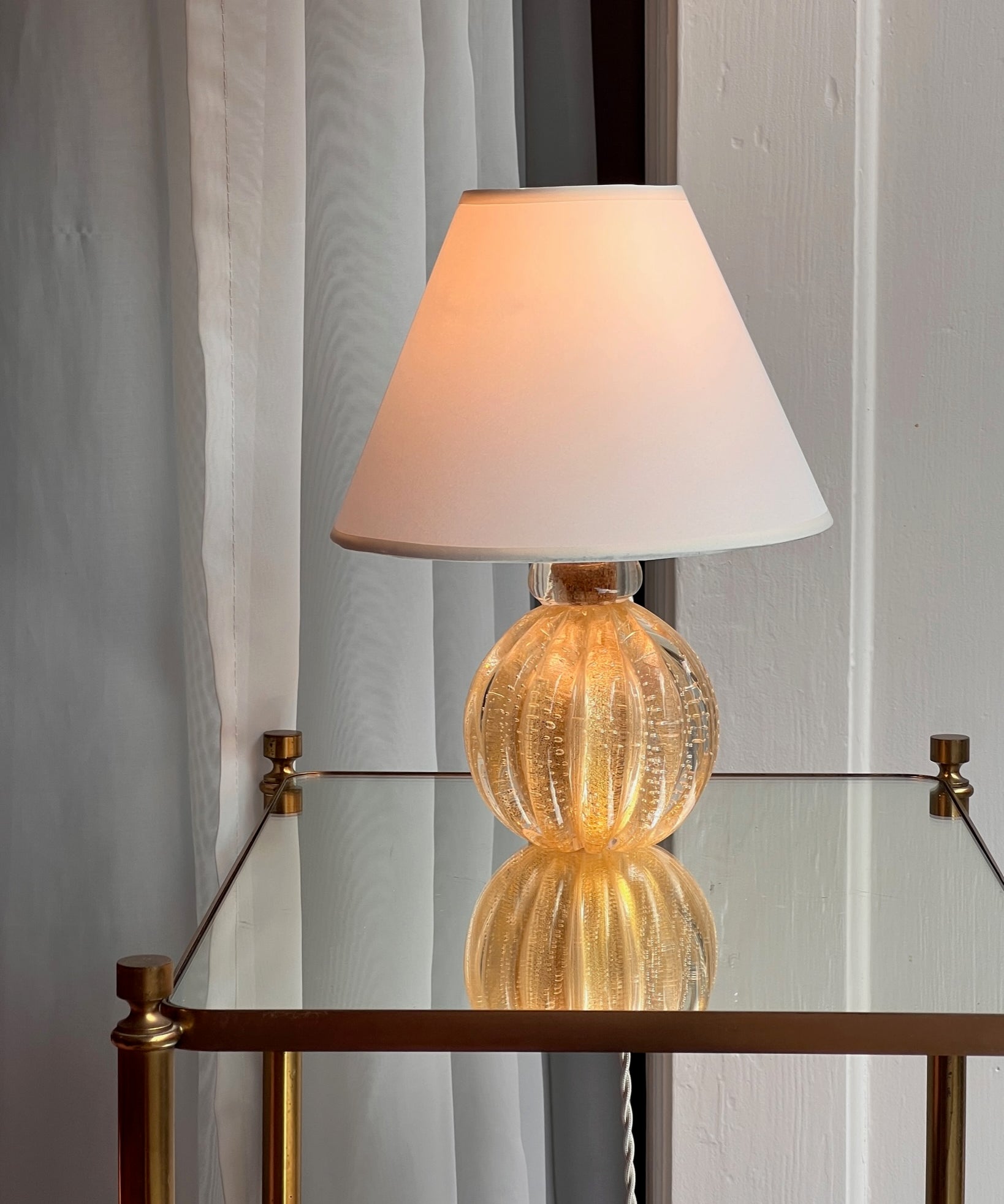 Vintage clear/golden Murano table lamp