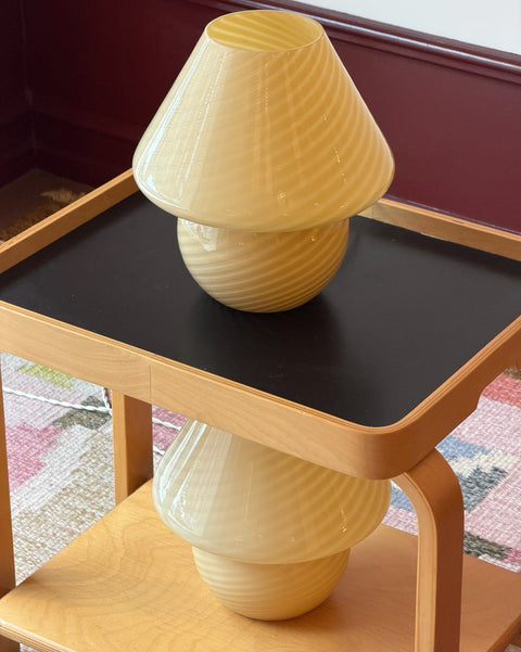 Vintage yellow swirl Murano mushroom table lamp (2 available)