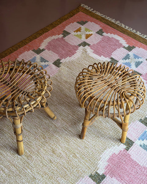 Vintage rattan stool (2 available)