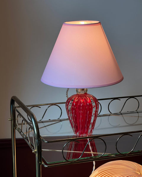 Vintage red Murano table lamp