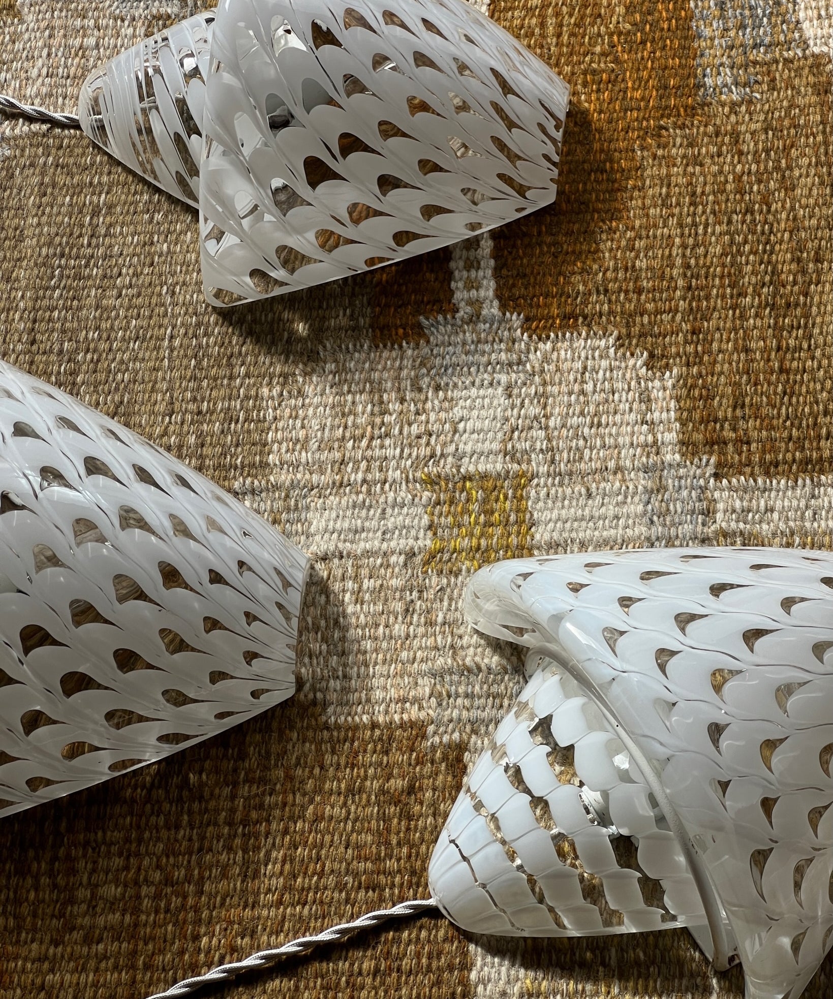 Vintage white/clear Murano wall lamp (3 available)
