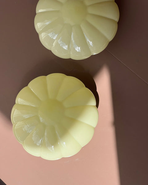 Vintage Murano opal yellow ceiling/wall lamp (D28) (2 available)