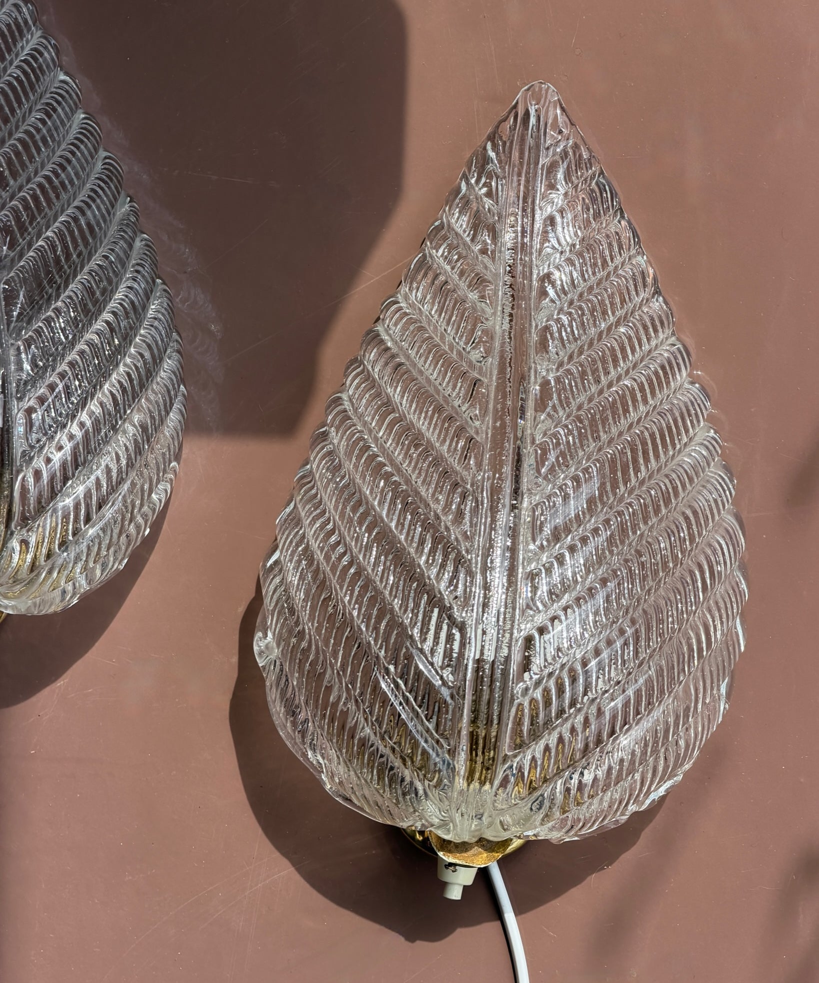 Vintage Murano leaf wall lamp (2 available)
