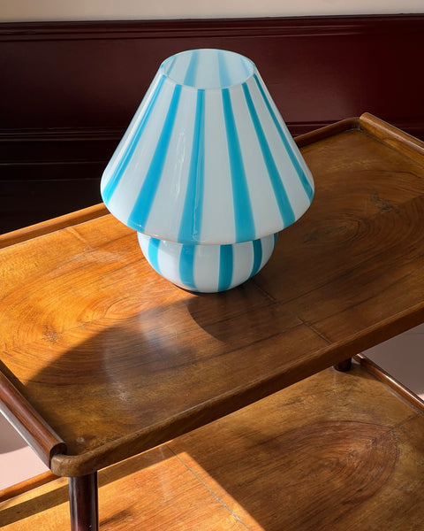 Mushroom table lamp - Blue vertical stripes