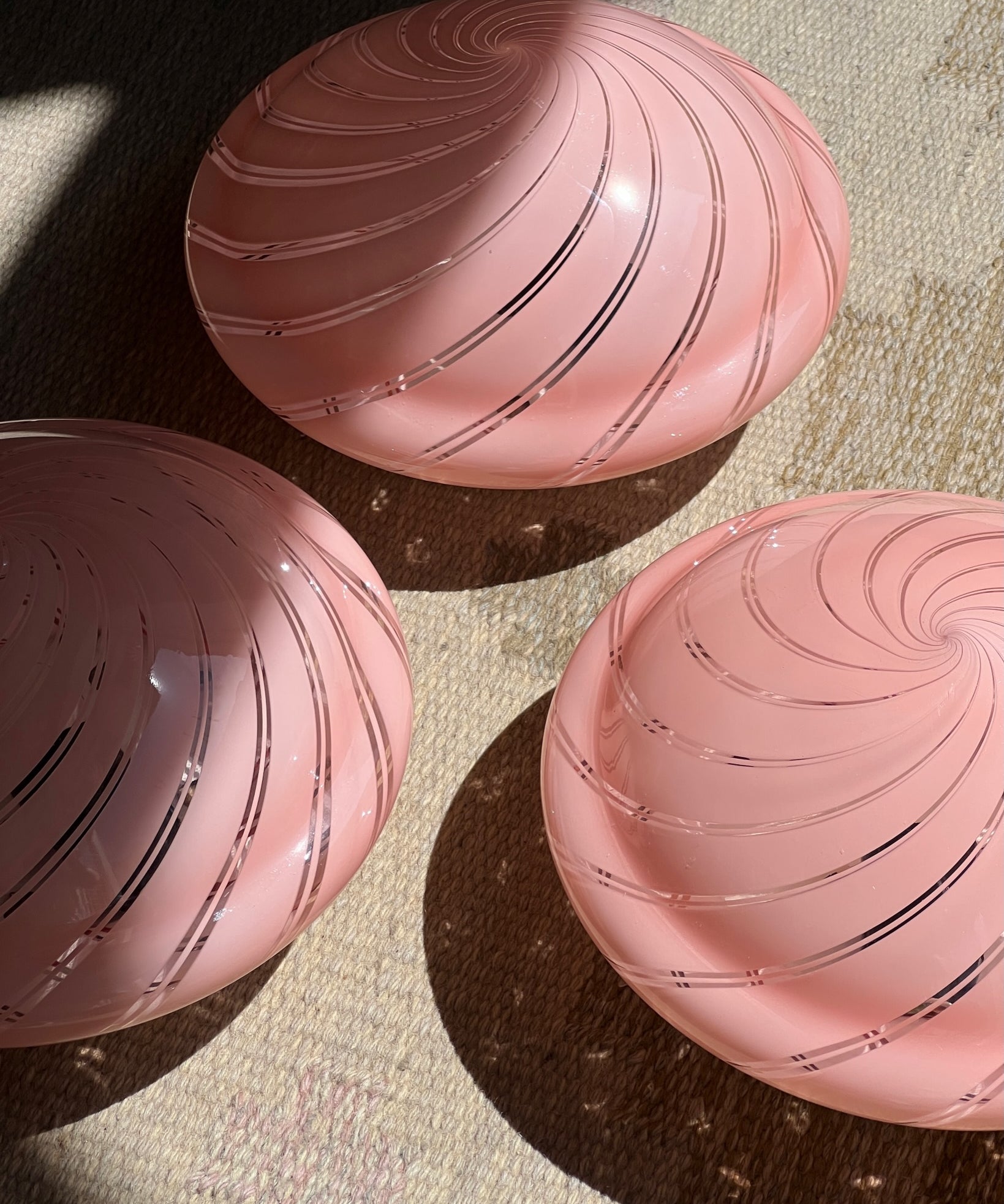 Vintage Murano pink/clear swirl ceiling/wall lamp (D25)