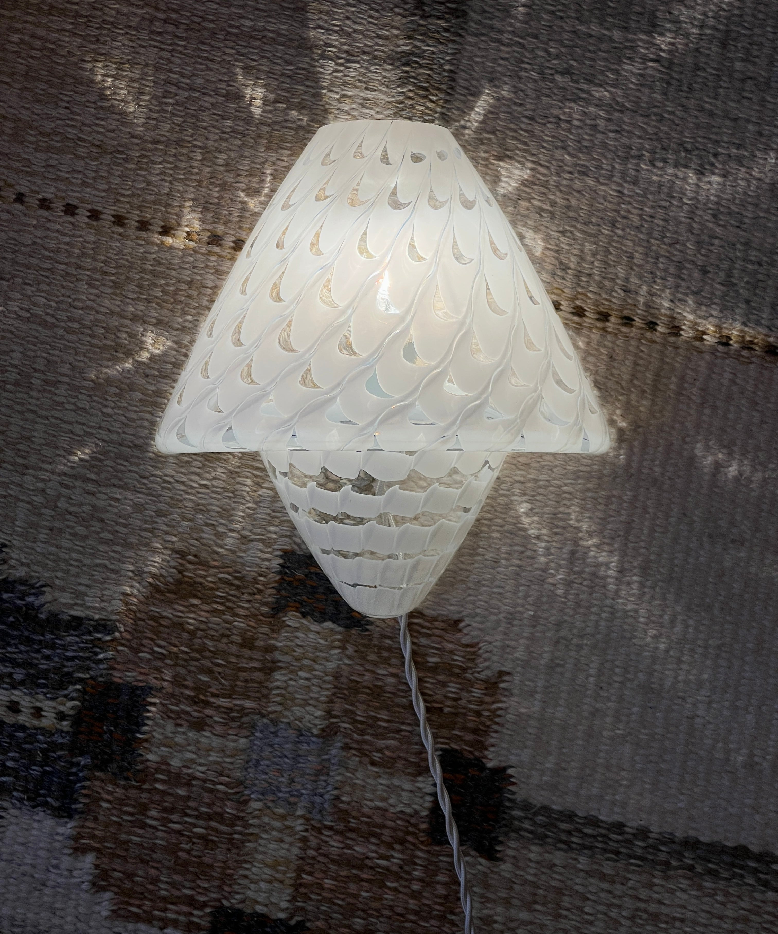 Vintage white/clear Murano wall lamp (3 available)