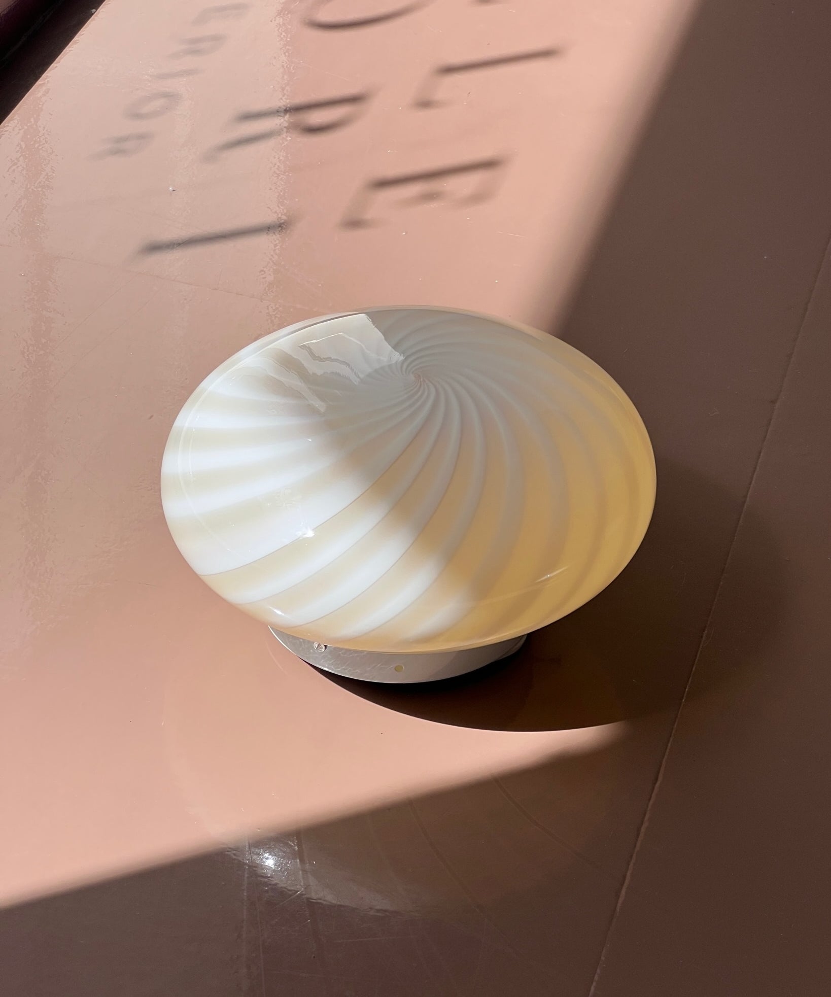 Vintage Murano yellow/cream swirl ceiling/wall lamp (D25)