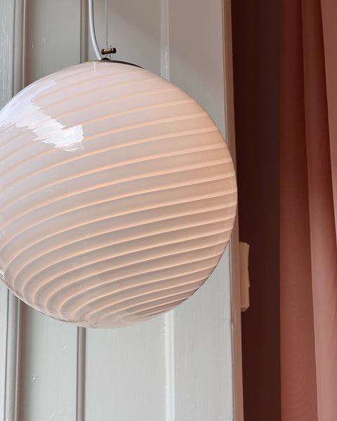 Vintage Murano white swirl ceiling lamp (D30)