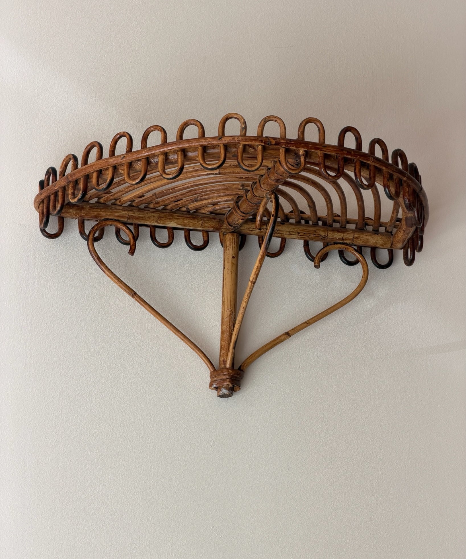 Vintage rattan wall-mounted console/shelf
