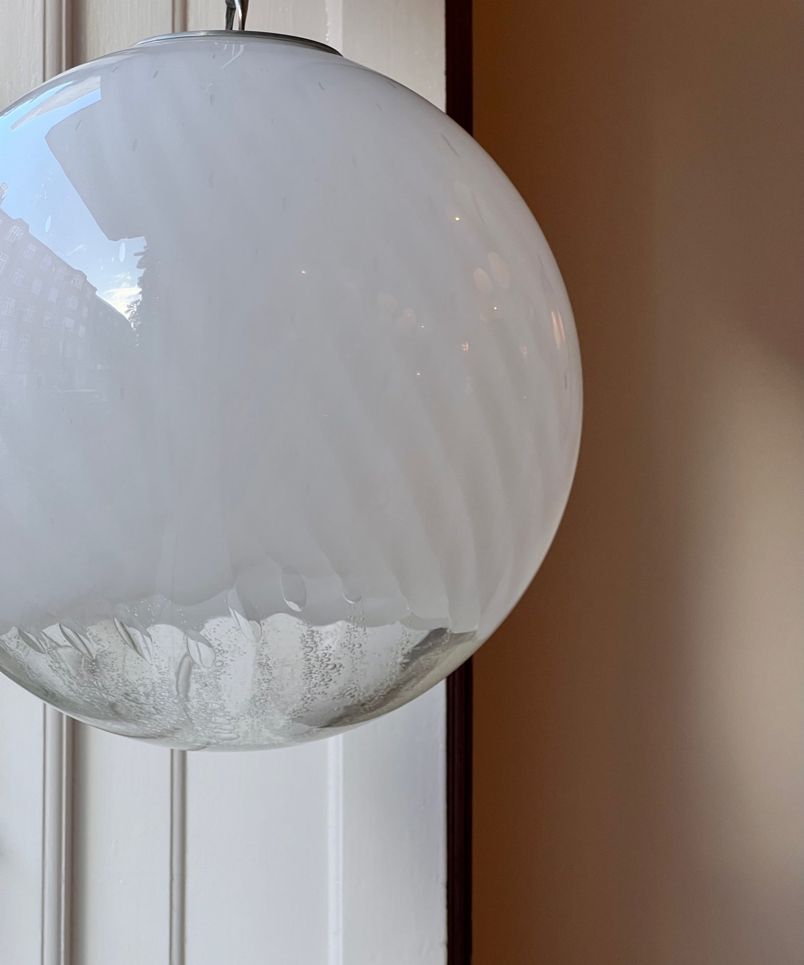 Vintage white clear Murano ceiling lamp (D40)