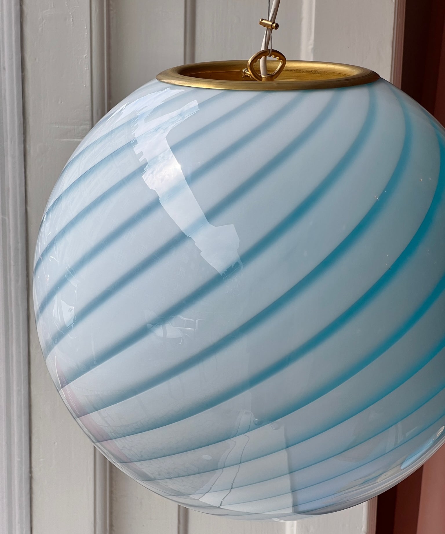 Candy ceiling lamp - Aqua blue swirl (D40) (Available upon request)