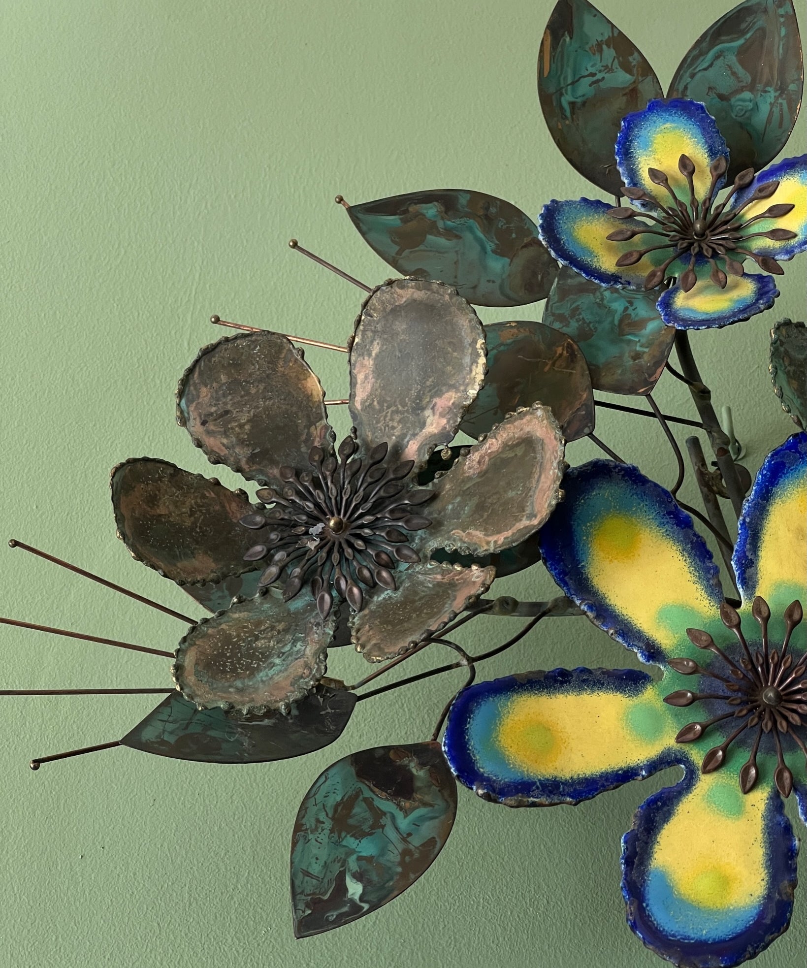 Vintage Curtis Jere enamel flower wall sculpture