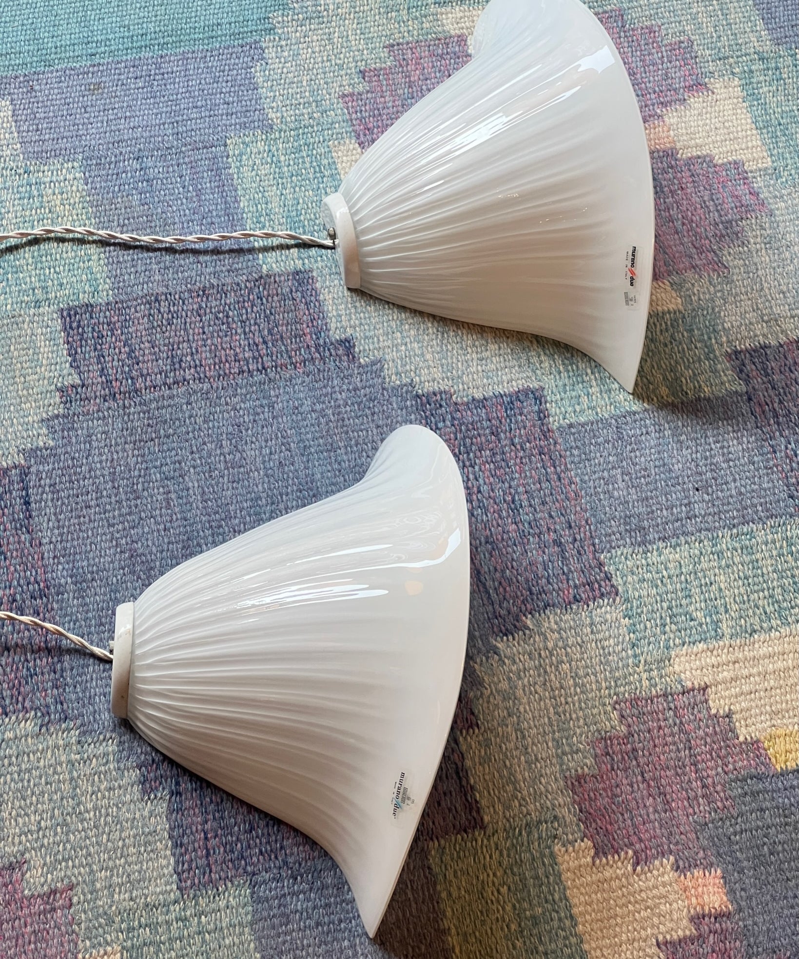 Vintage white shell Murano wall lamp (2 available)