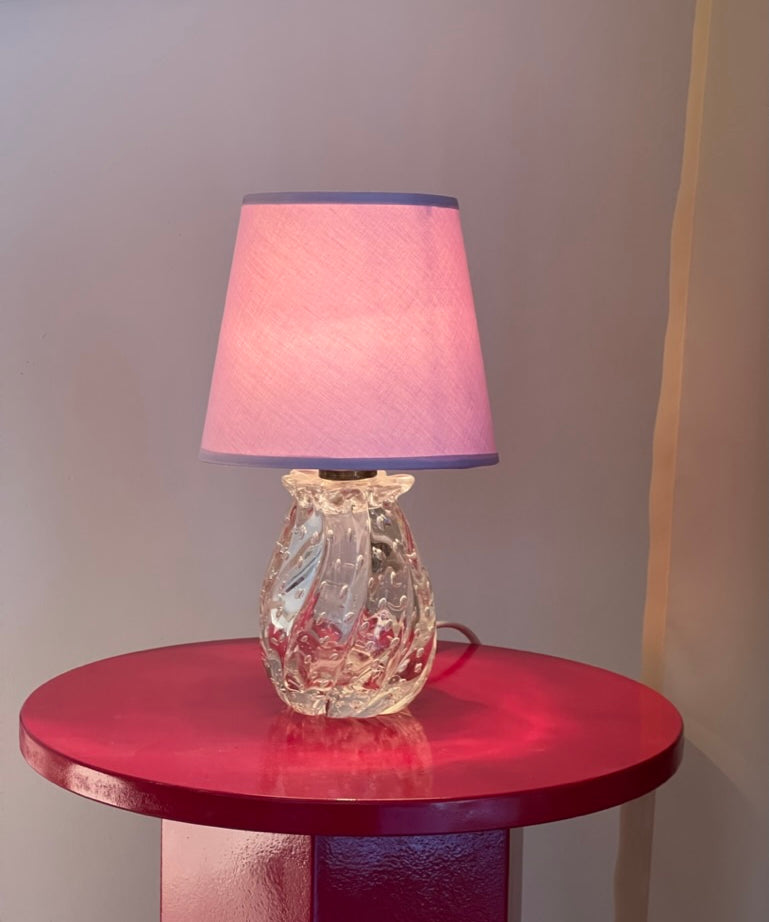 Vintage clear swirl bubble Murano table lamp (with shade)