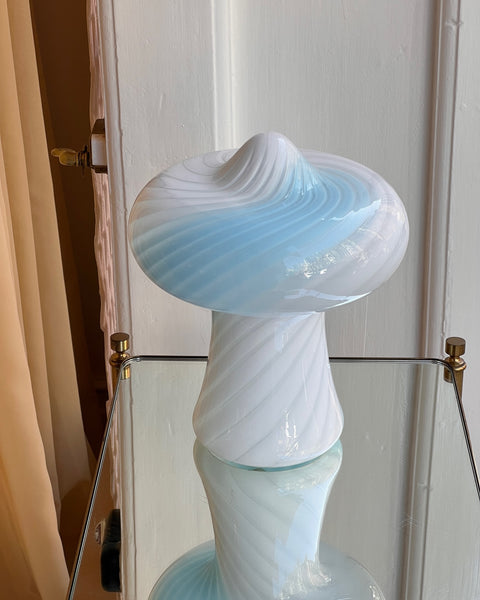 Vintage blue/white Murano mushroom table lamp