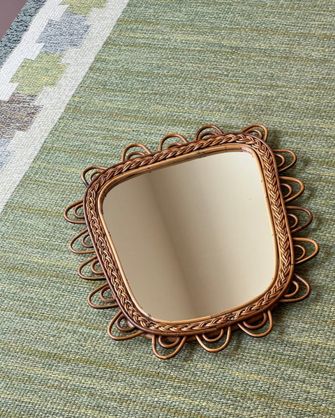 Vintage Italian mirror with rattan frame